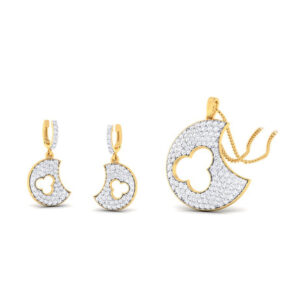 22k gold cz moon pendant set