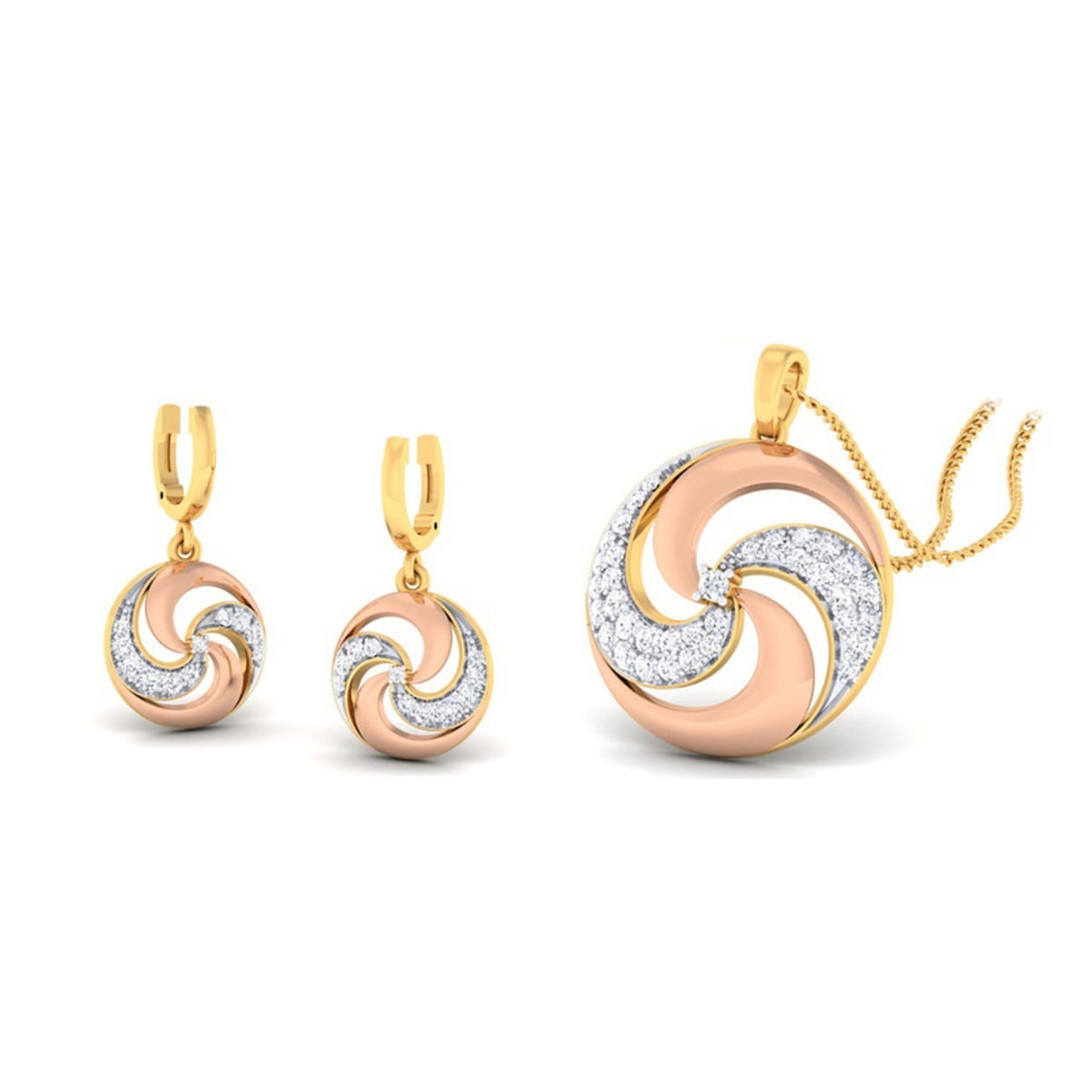 22k gold cz floweret pendant set