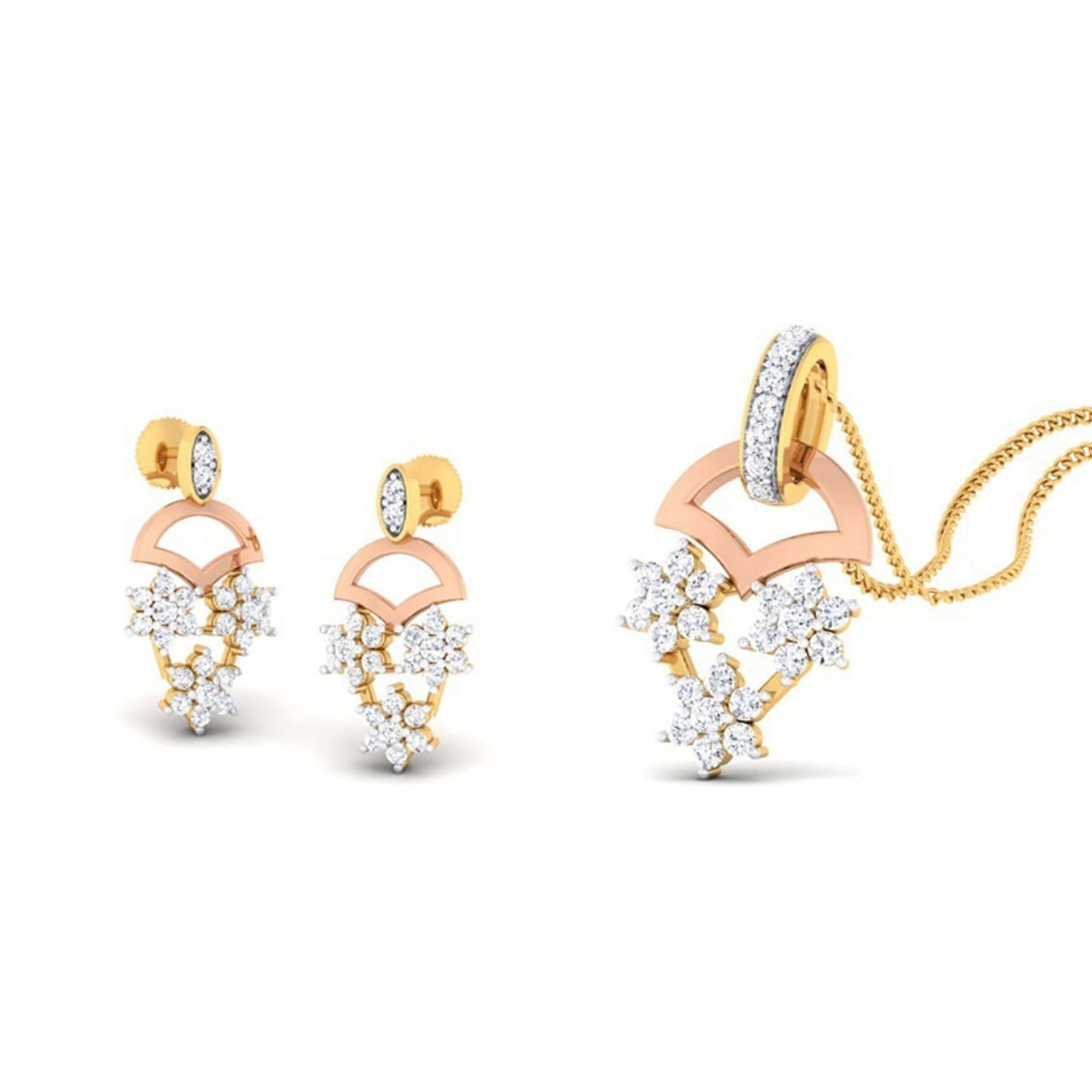 22k gold cz cherish pendant set