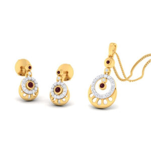 22k gold cz ceol pendant set