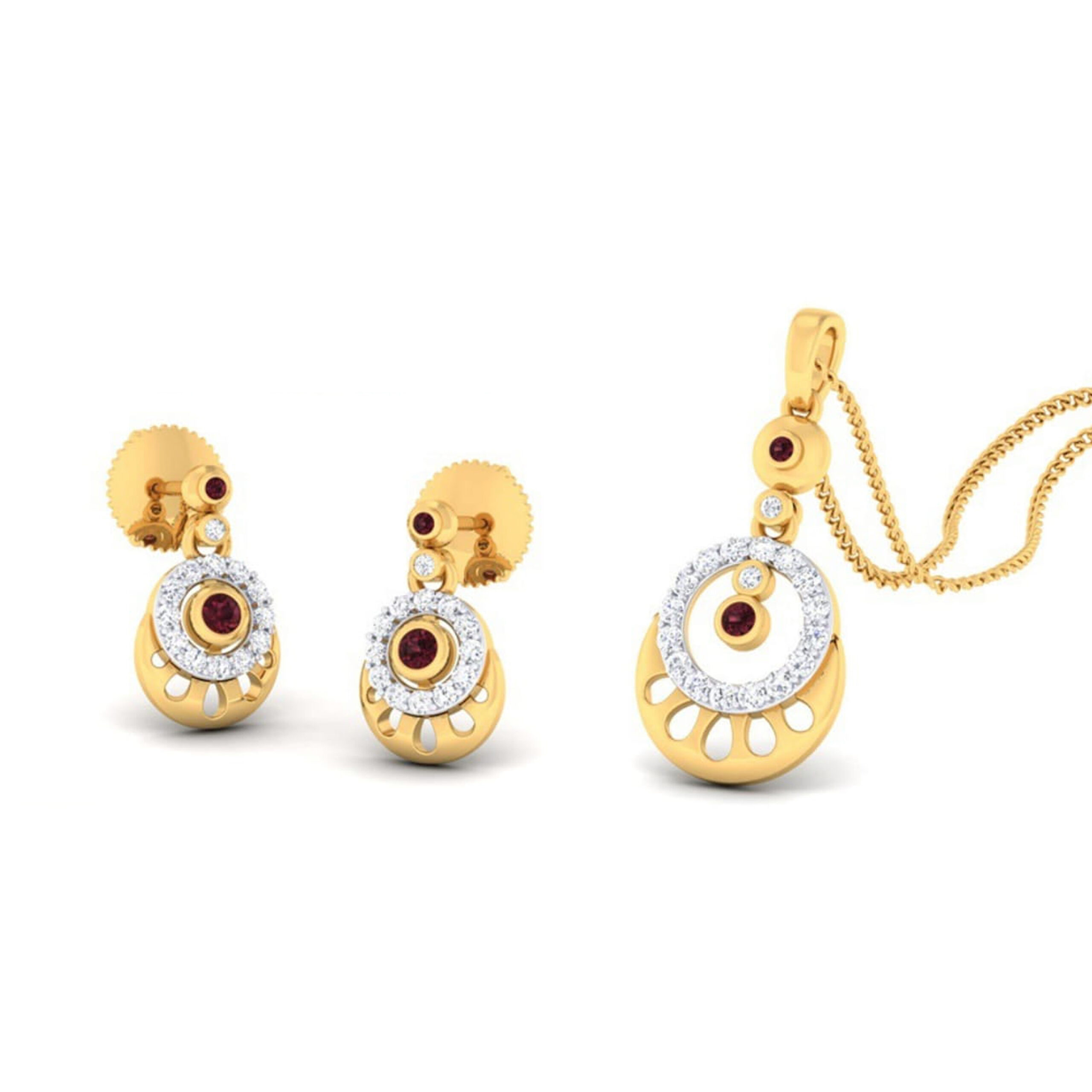 22k gold cz ceol pendant set