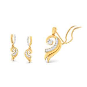 22k gold cz arris pendant set