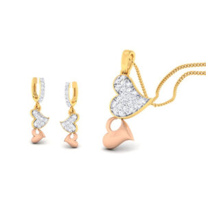 22k gold cz heart pendant set