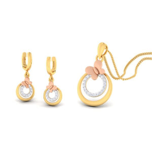22k gold cz butterfly pendant set