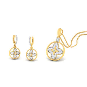 22k gold cz eyana pendant set