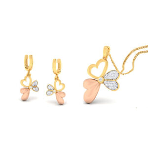 22k gold cz little love pendant set
