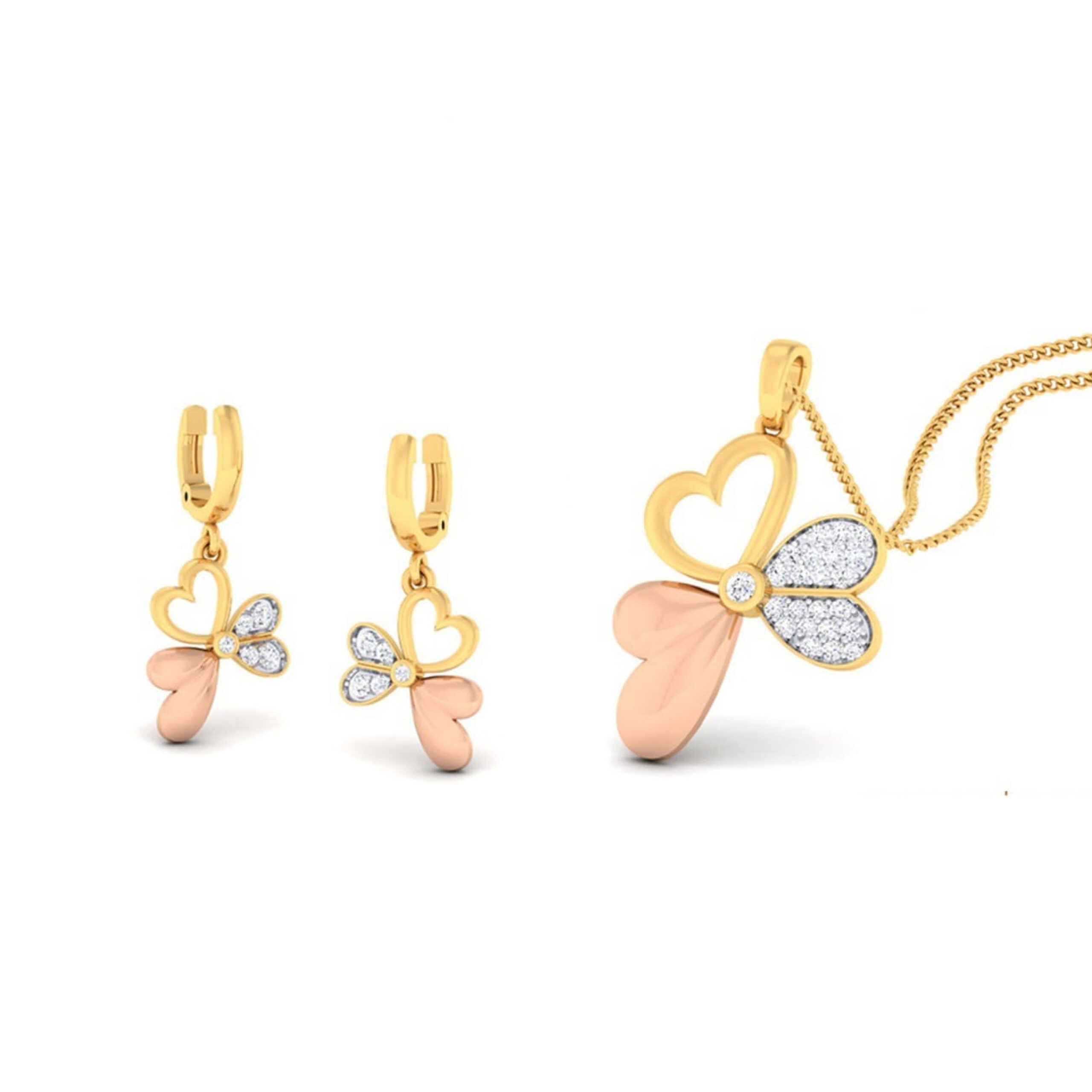 22k gold cz little love pendant set