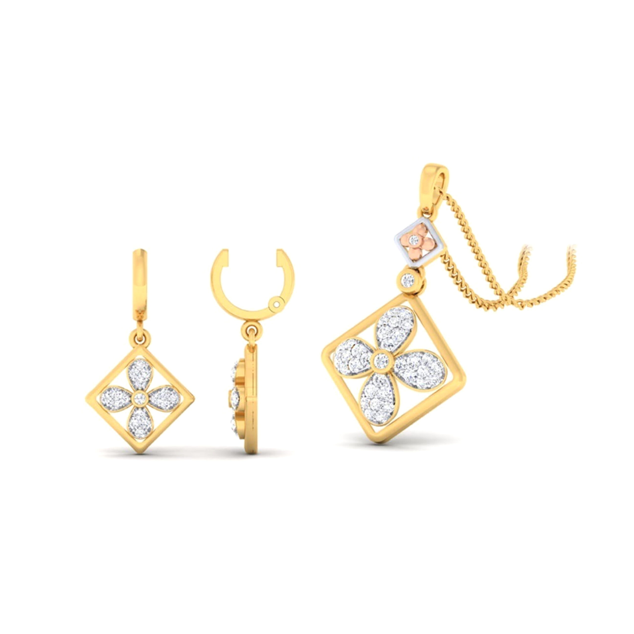 22k gold cz glorious pendant set