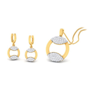 22k gold cz round pendant set