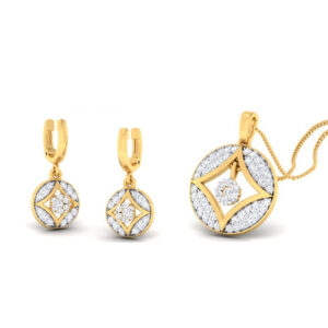 22k gold cz floral edge pendant set