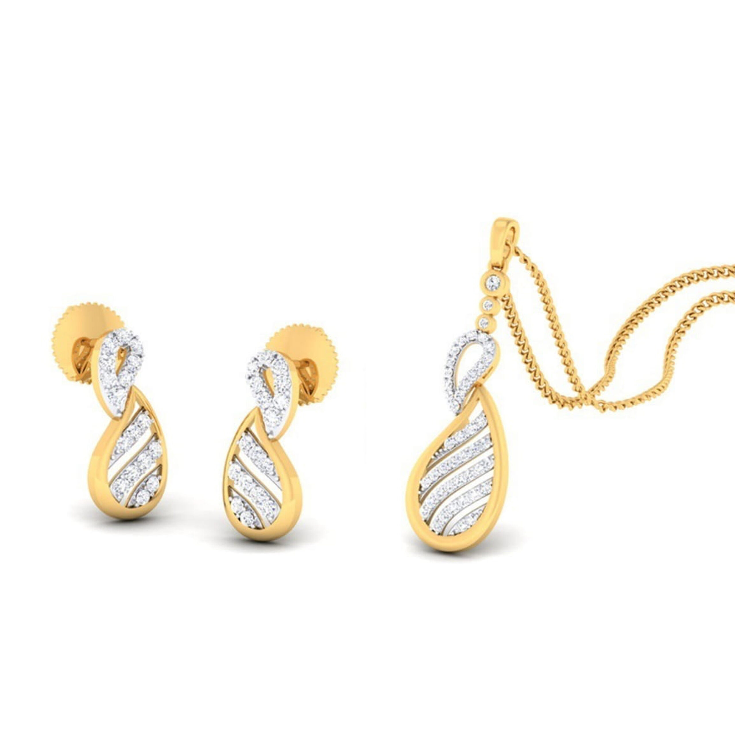 22k gold cz amour pendant set