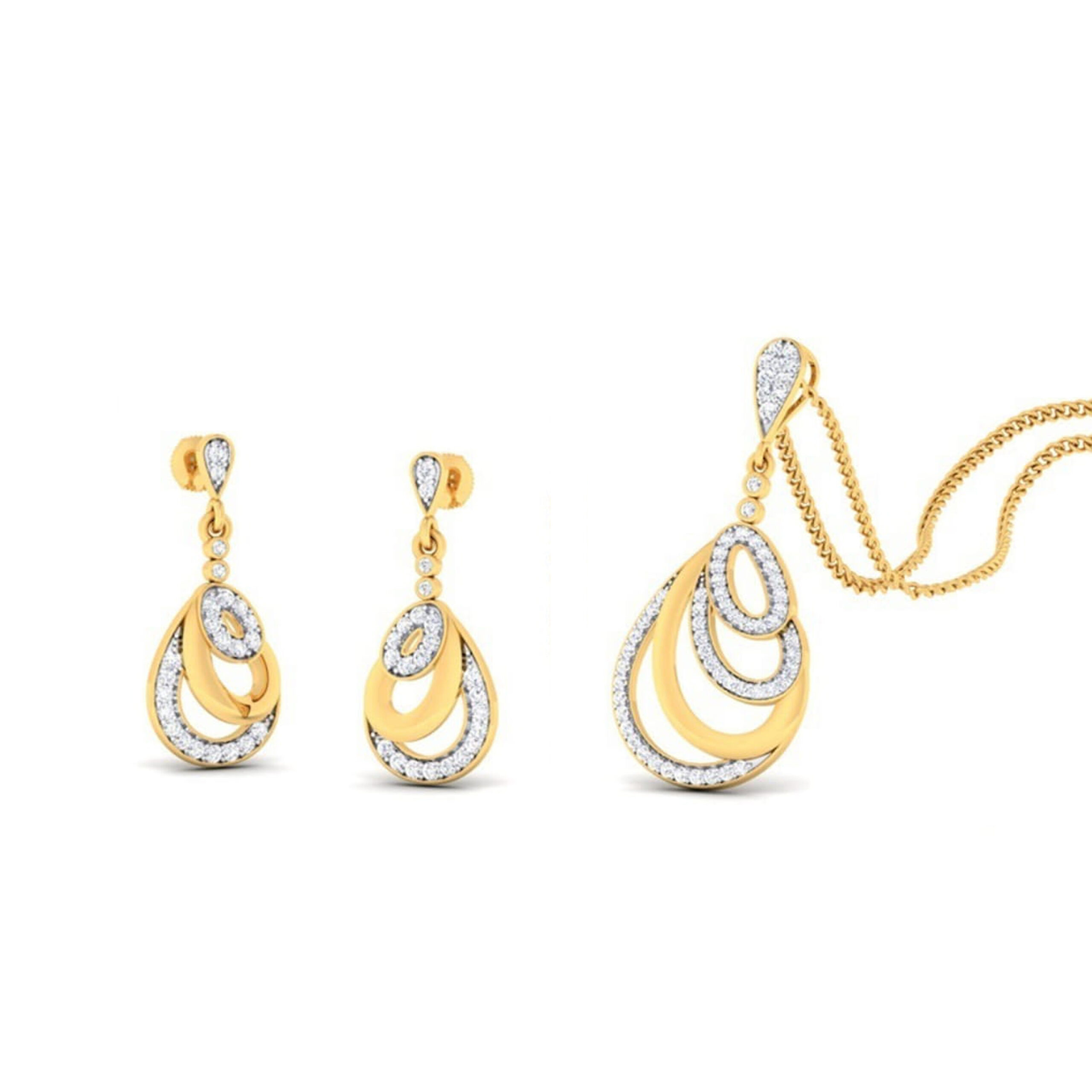 22k gold cz meher classic pendant set