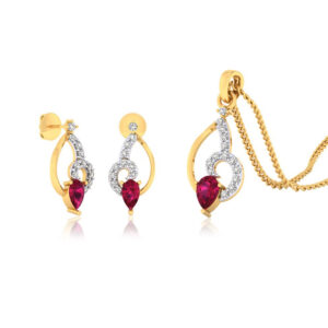 22k gold cz prairie pendant set