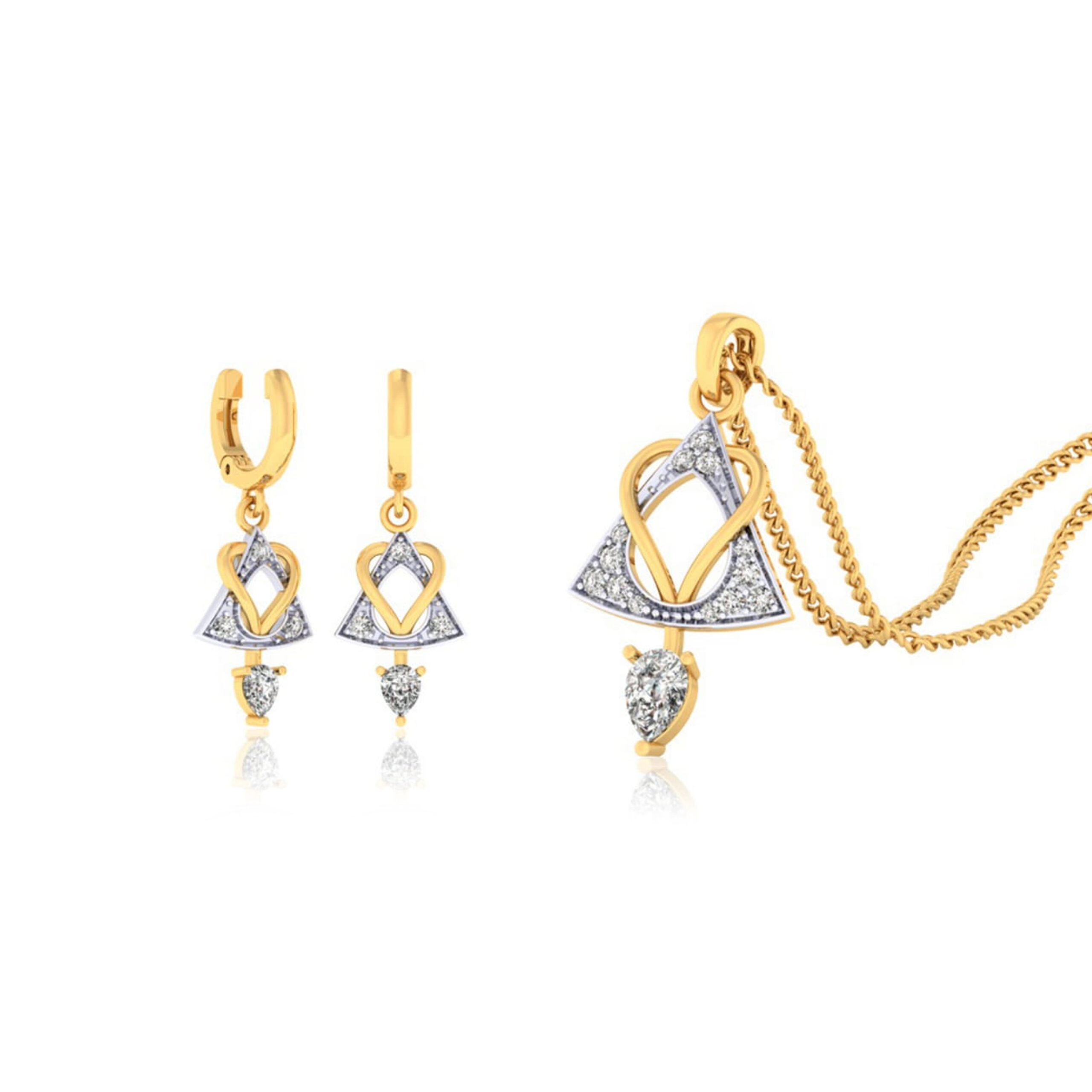 22k gold cz novea pendant set