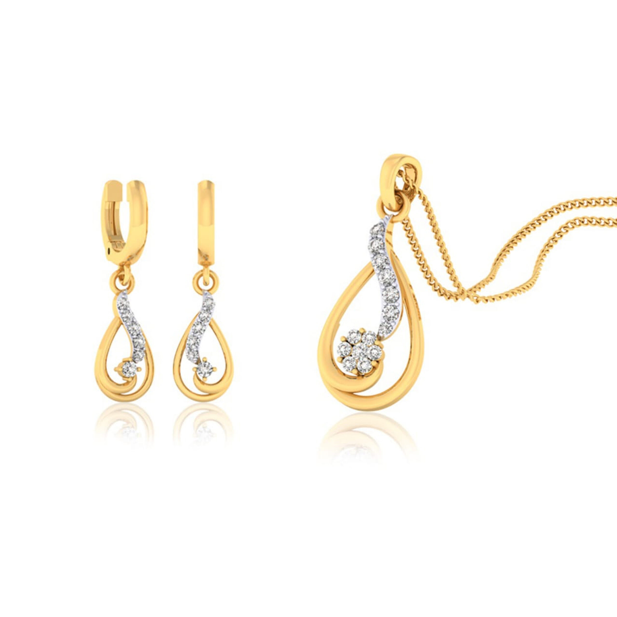 22k gold cz elegant pendant set