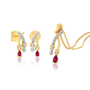 22k gold cz unique pendant set