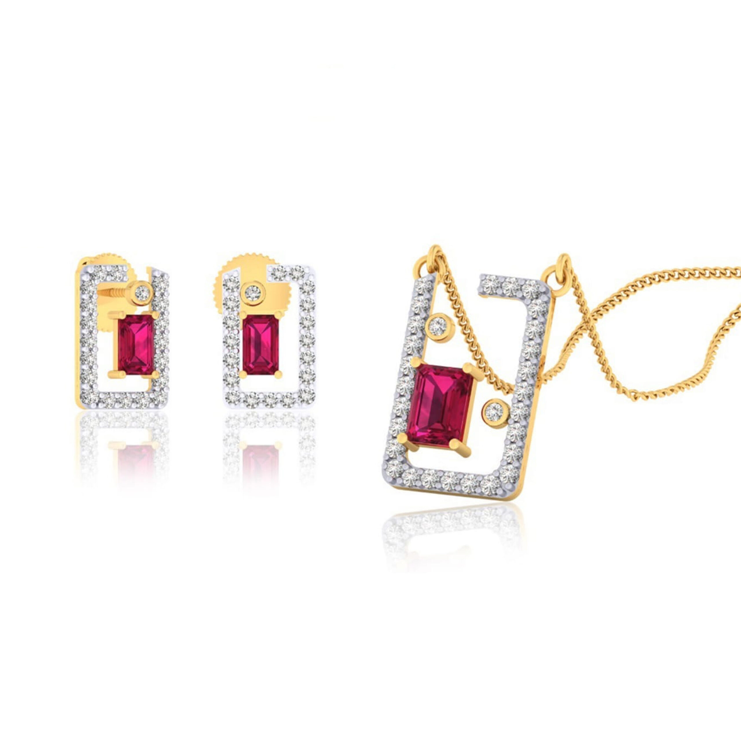 22k gold cz tracery pendant set