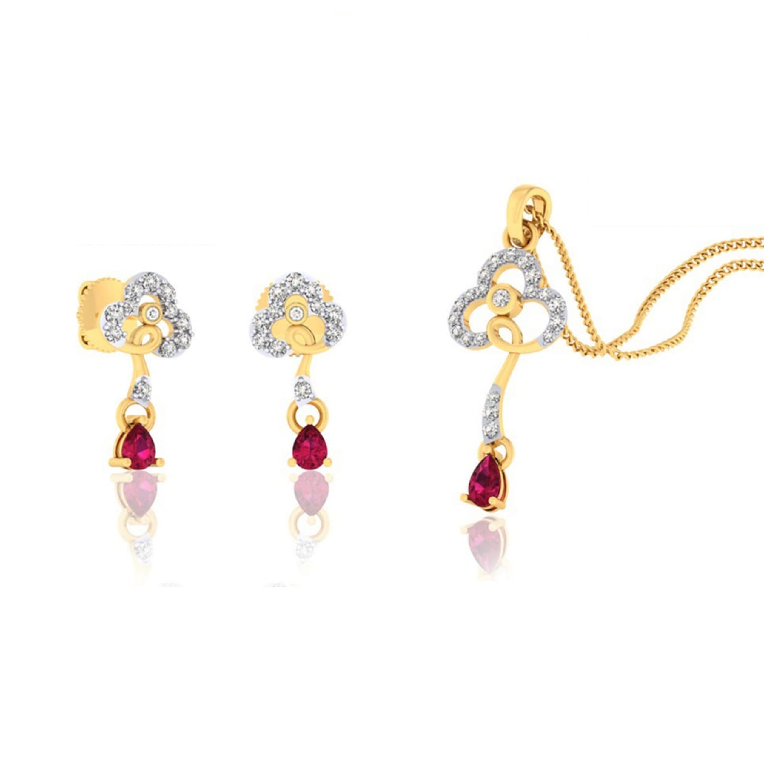 22k gold cz delanie pendant set