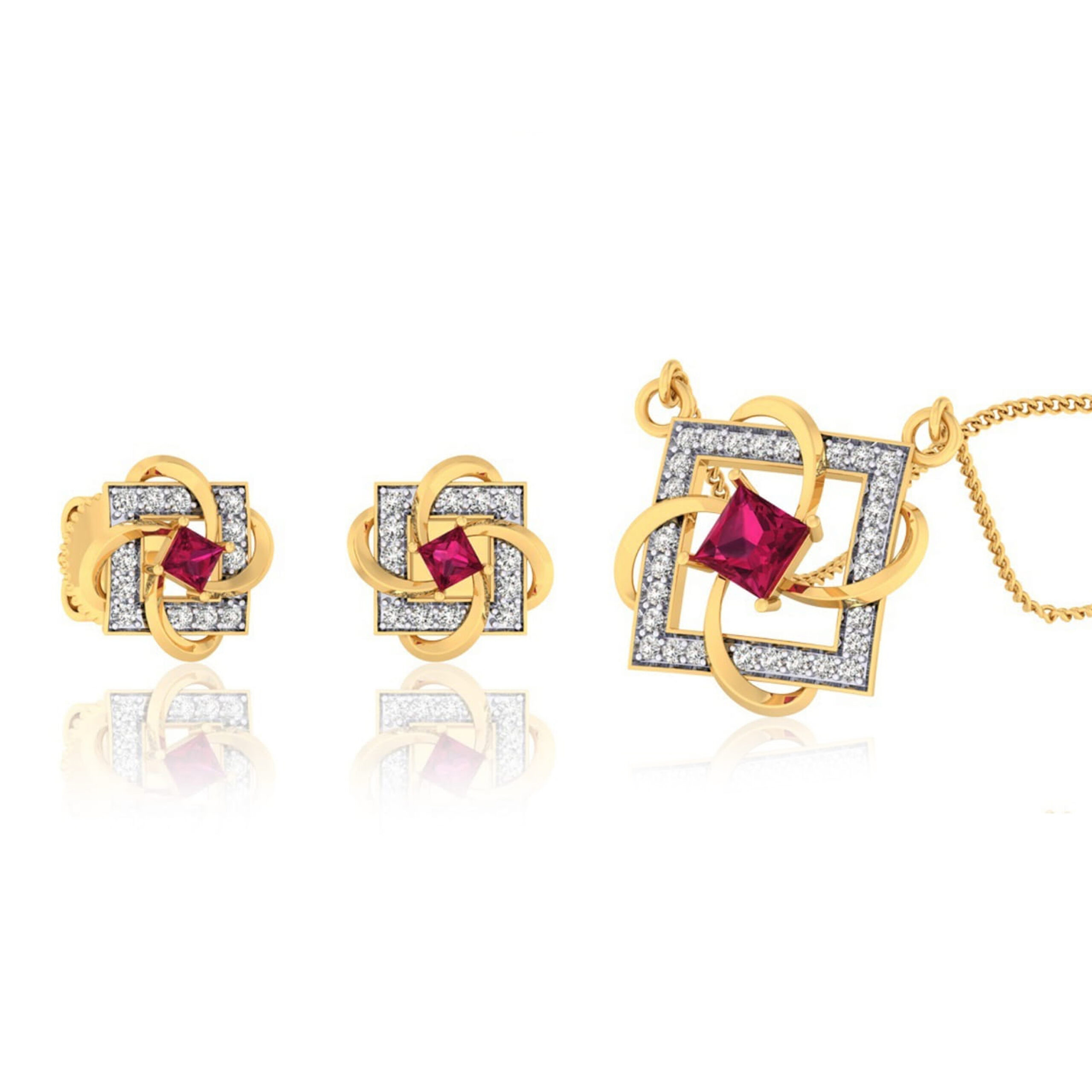 22k gold cz ewe pendant set