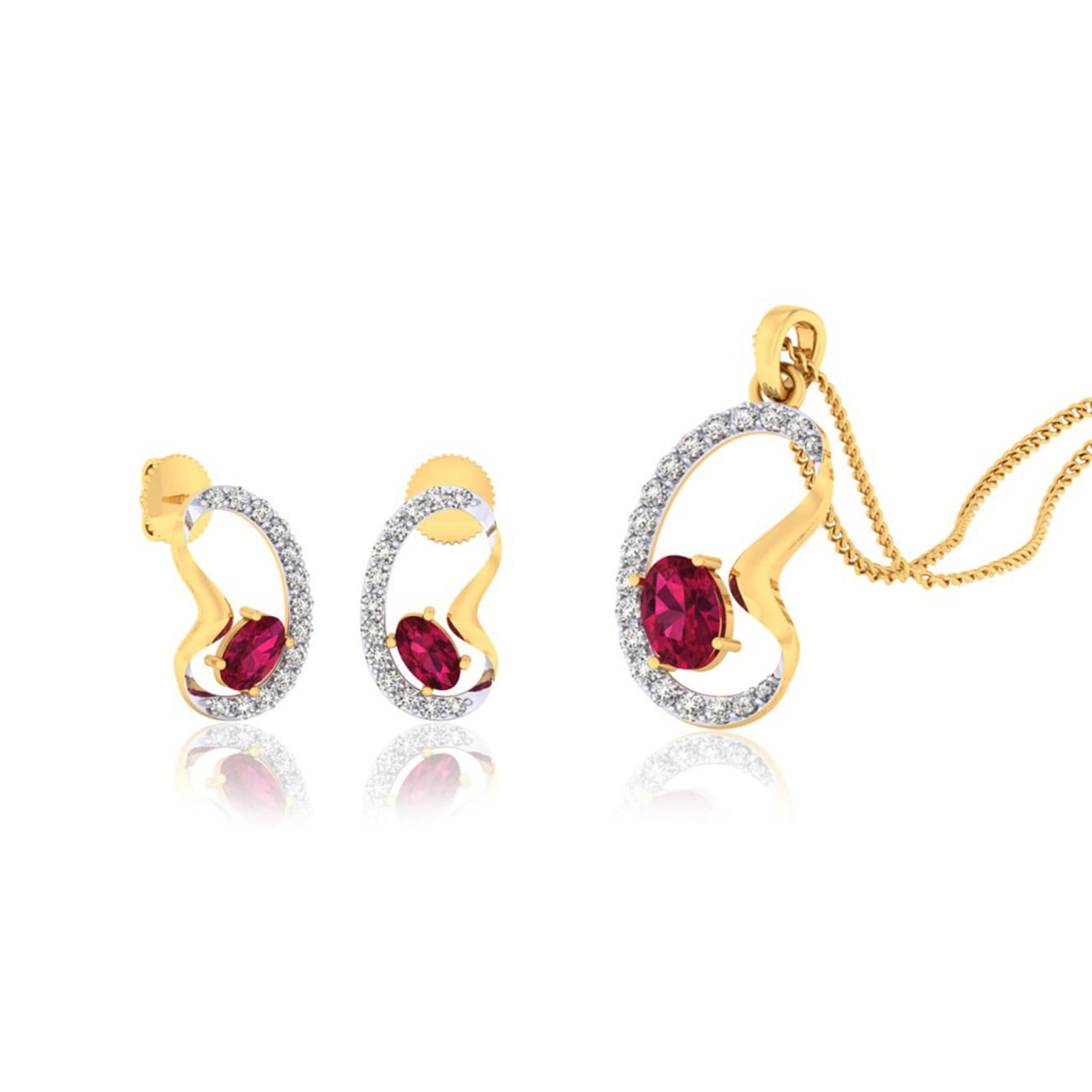 22k gold cz curvy pendant set