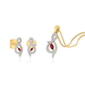 22k gold cz flowy pendant set