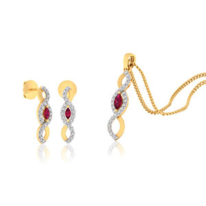 22k gold cz unique pendant set