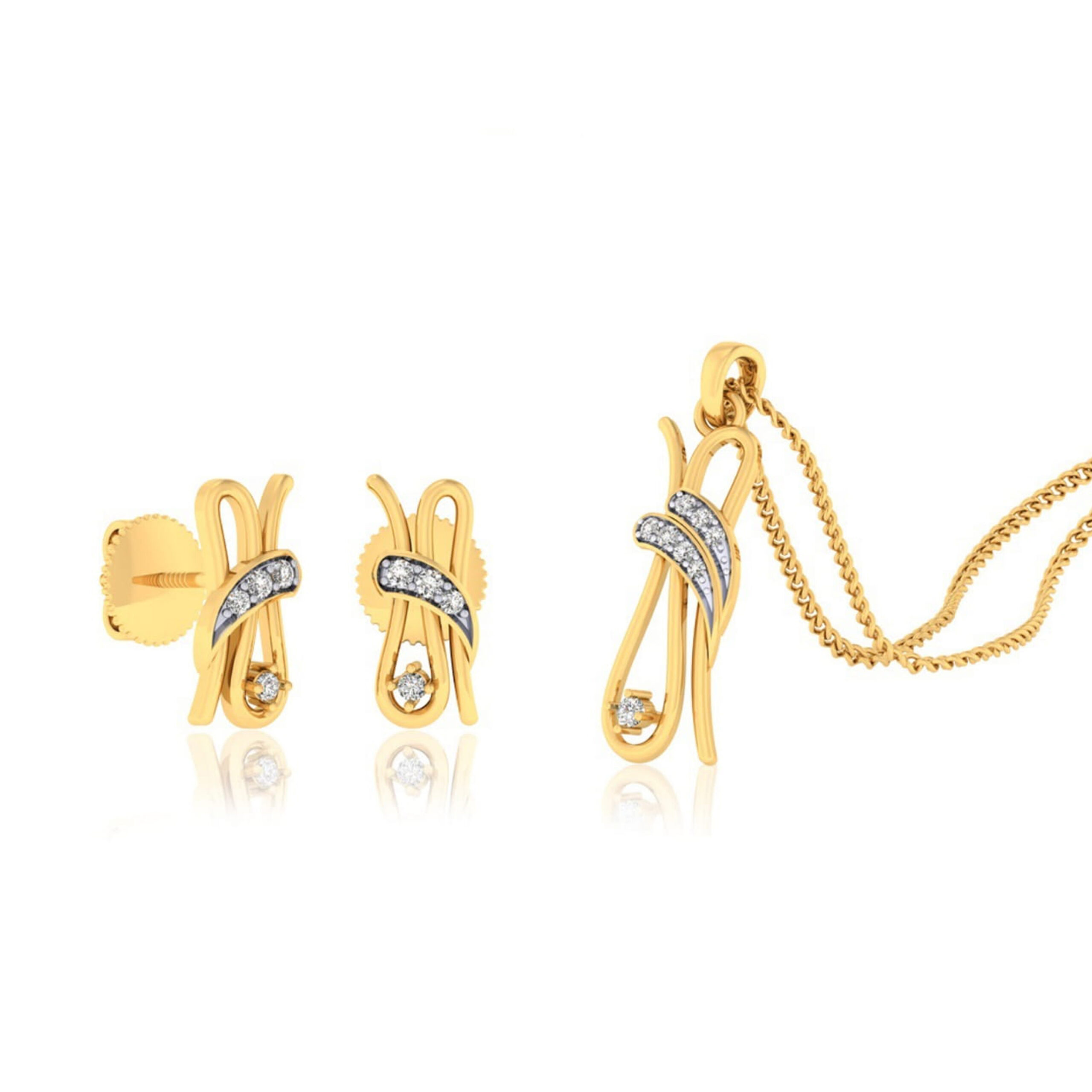 22k gold cz fancy pendant set