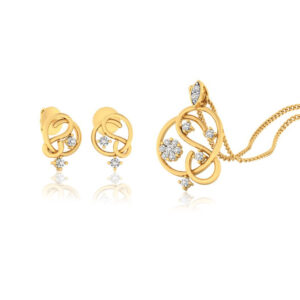 22k gold cz interlinked pendant set