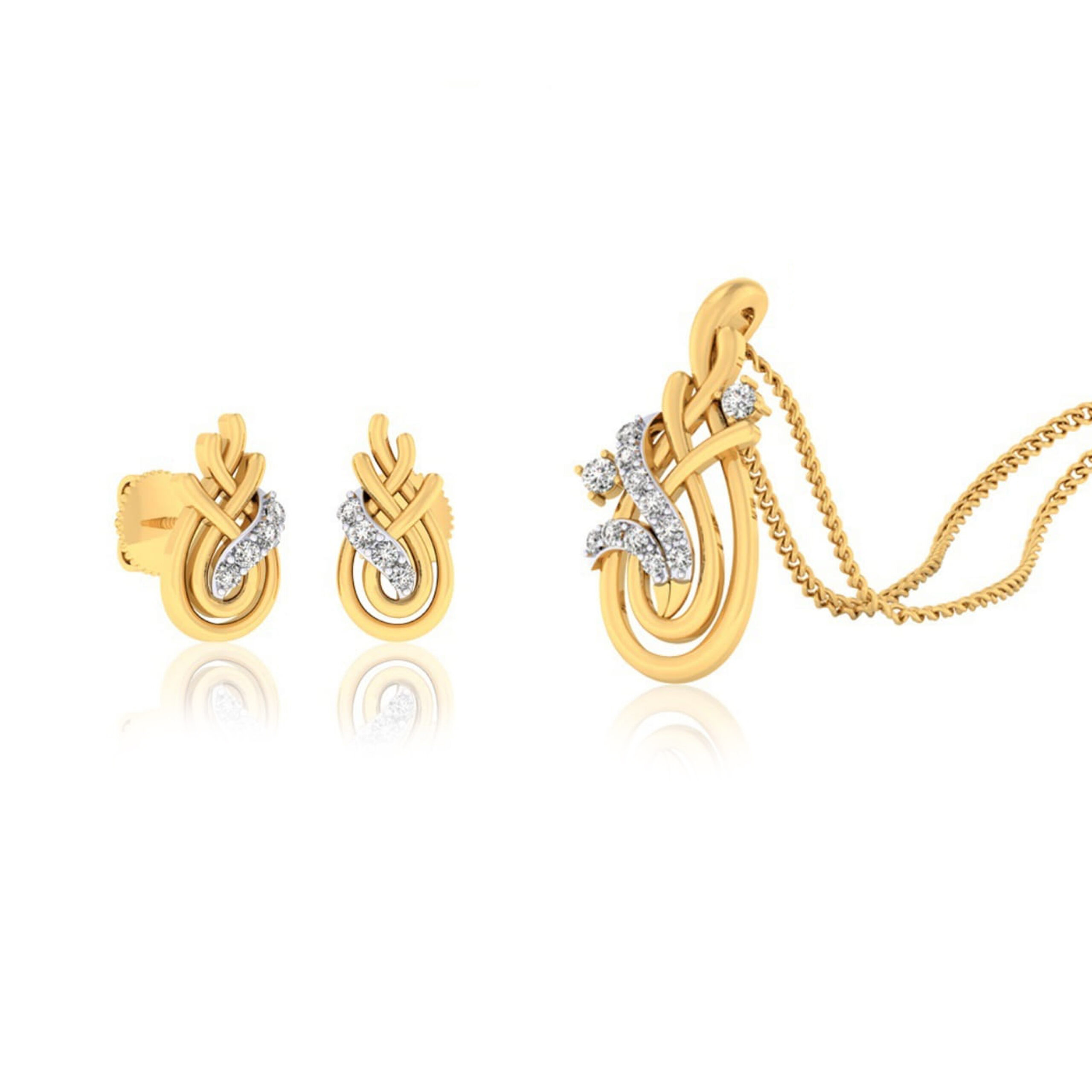 22k gold cz interloop pendant set