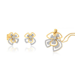 22k gold cz ribbon pendant set