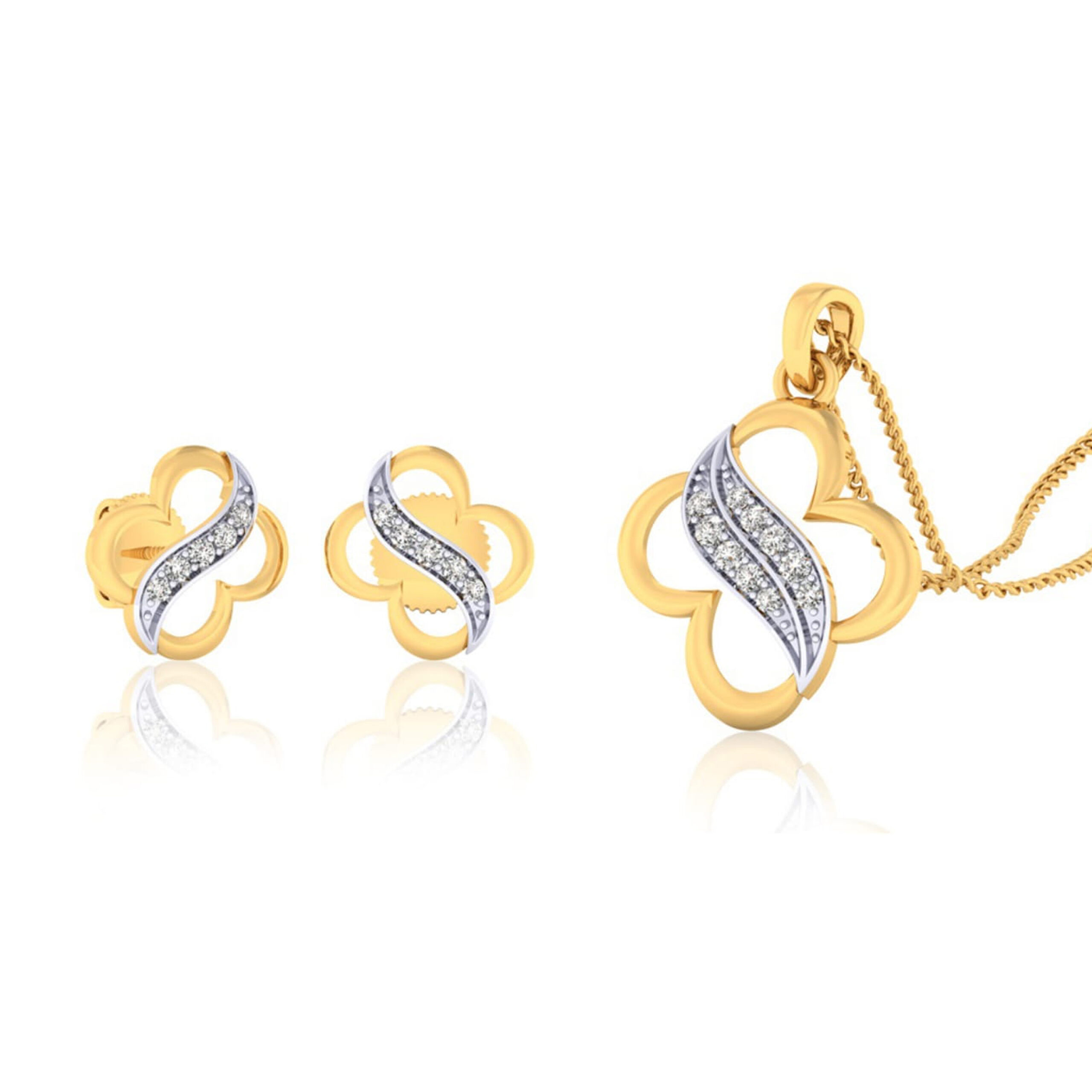 22k gold cz exotic pendant set
