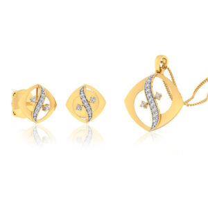22k gold cz shiny spring pendant set