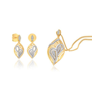 22k gold cz pero pendant set