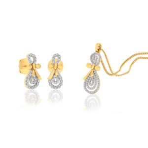 22k gold cz paisely swirl pendant set