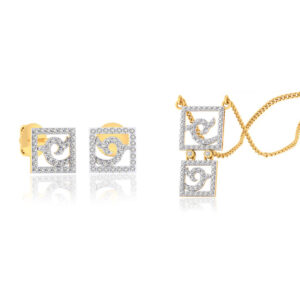 22k gold cz morning glory pendant set