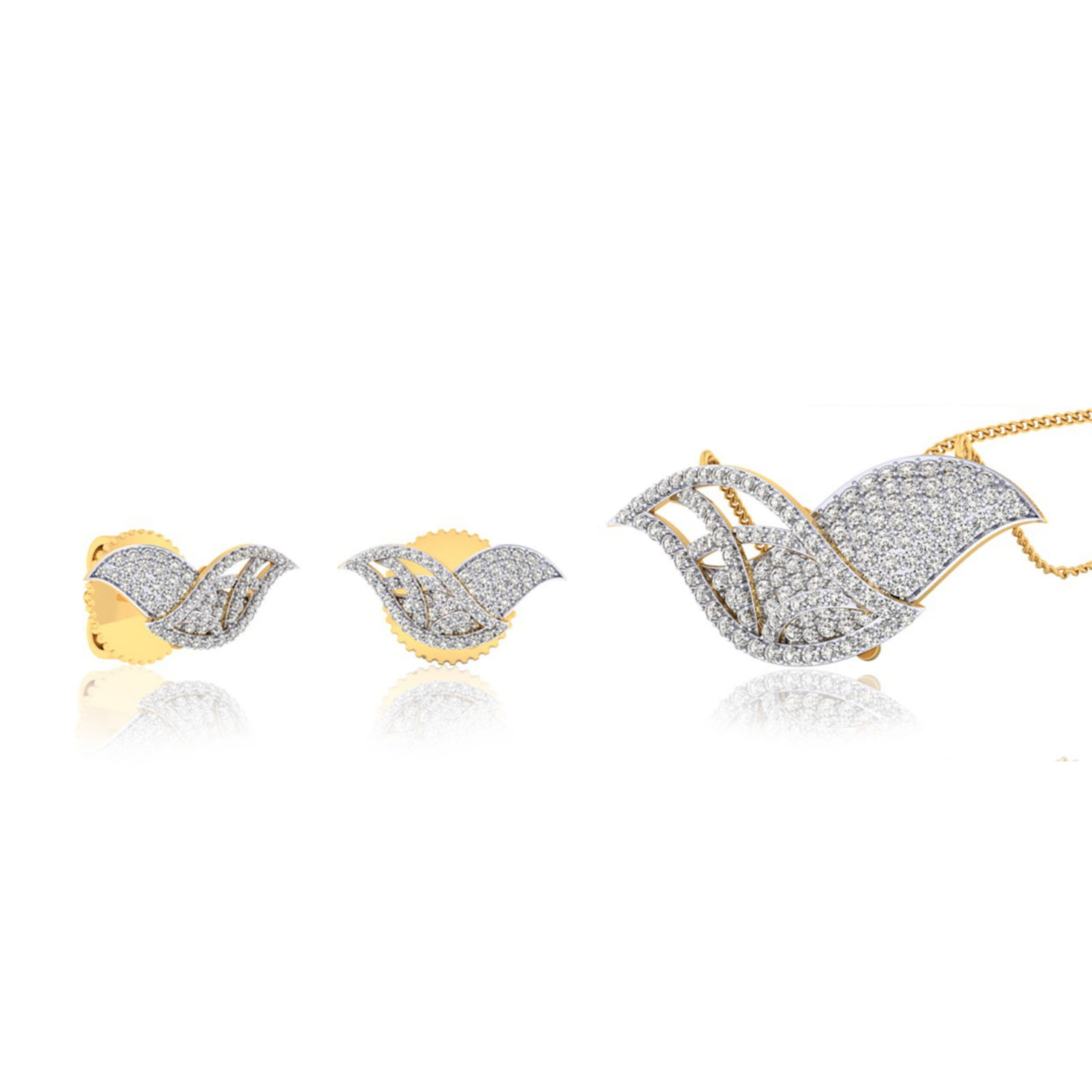22k gold cz sentis pendant set