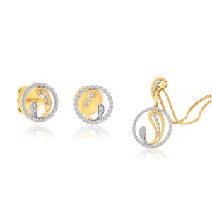 22k gold cz circular pendant set