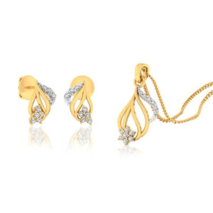 22k gold cz flame pendant set