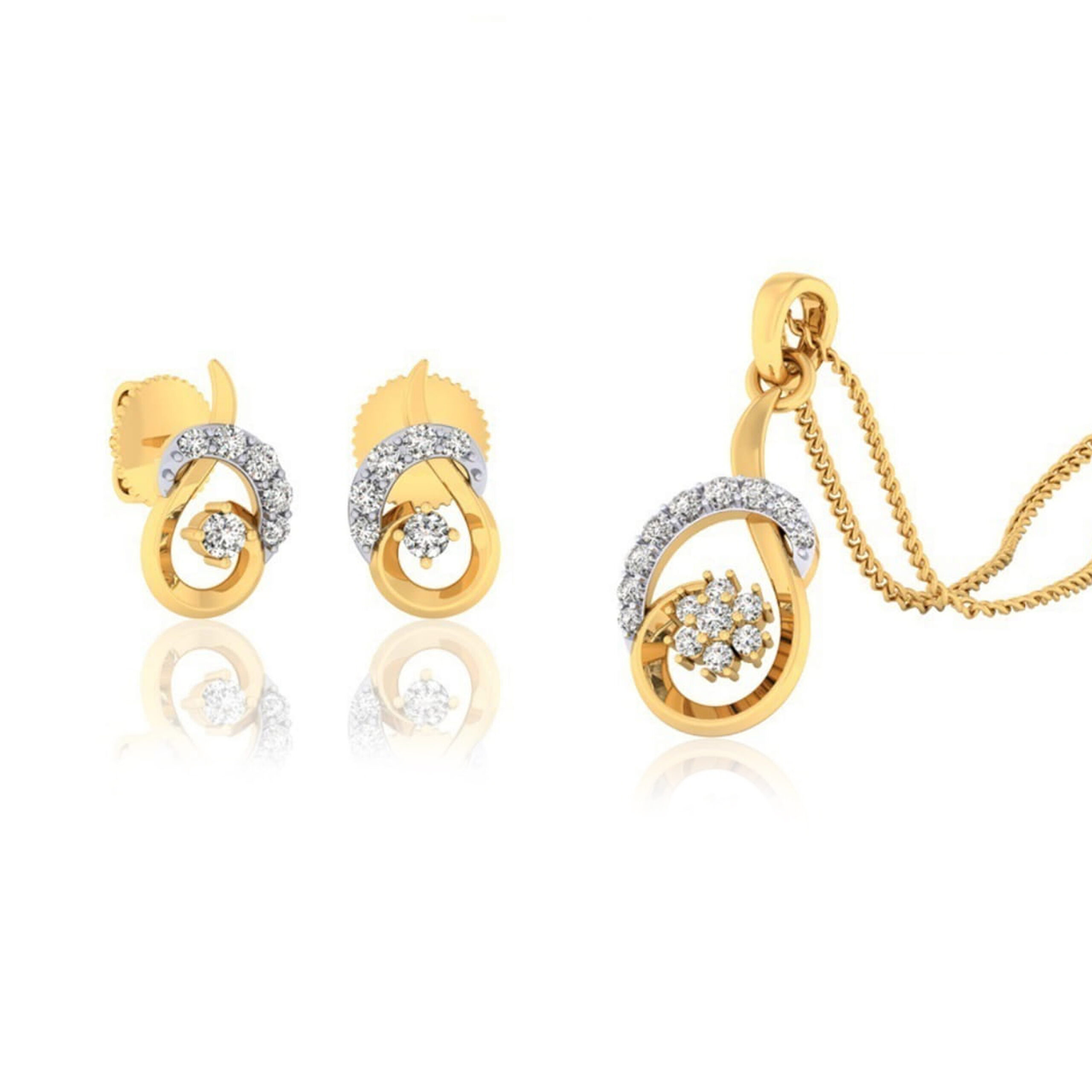 22k gold cz cherish pendant set