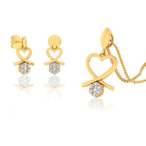 22k gold cz vine pendant set