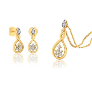 22k gold cz shiny spring pendant set