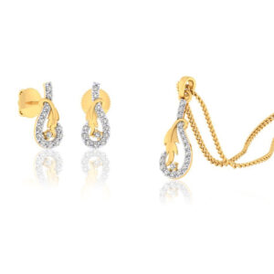 22k gold cz shinning bloom pendant set
