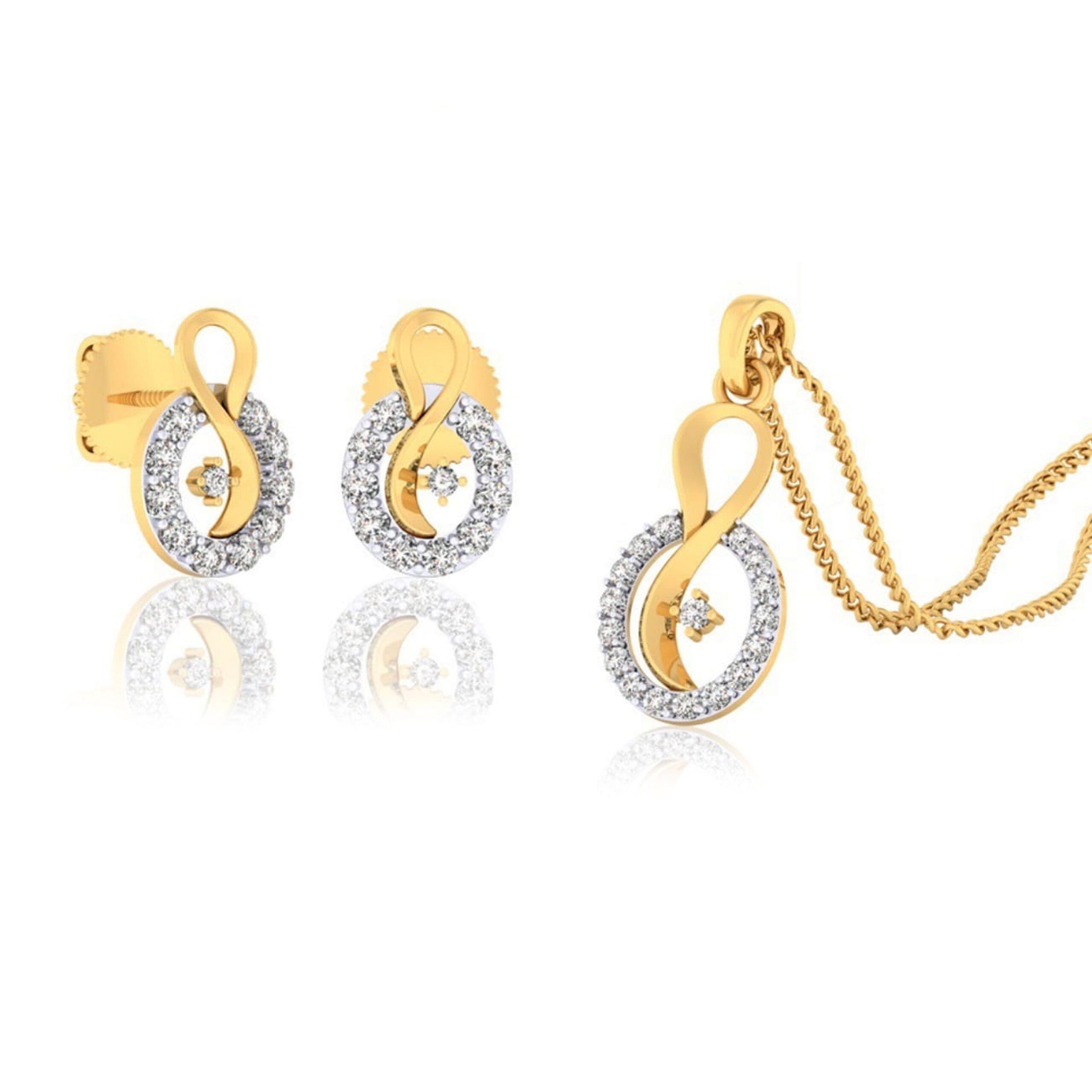 22k gold cz incite pendant set