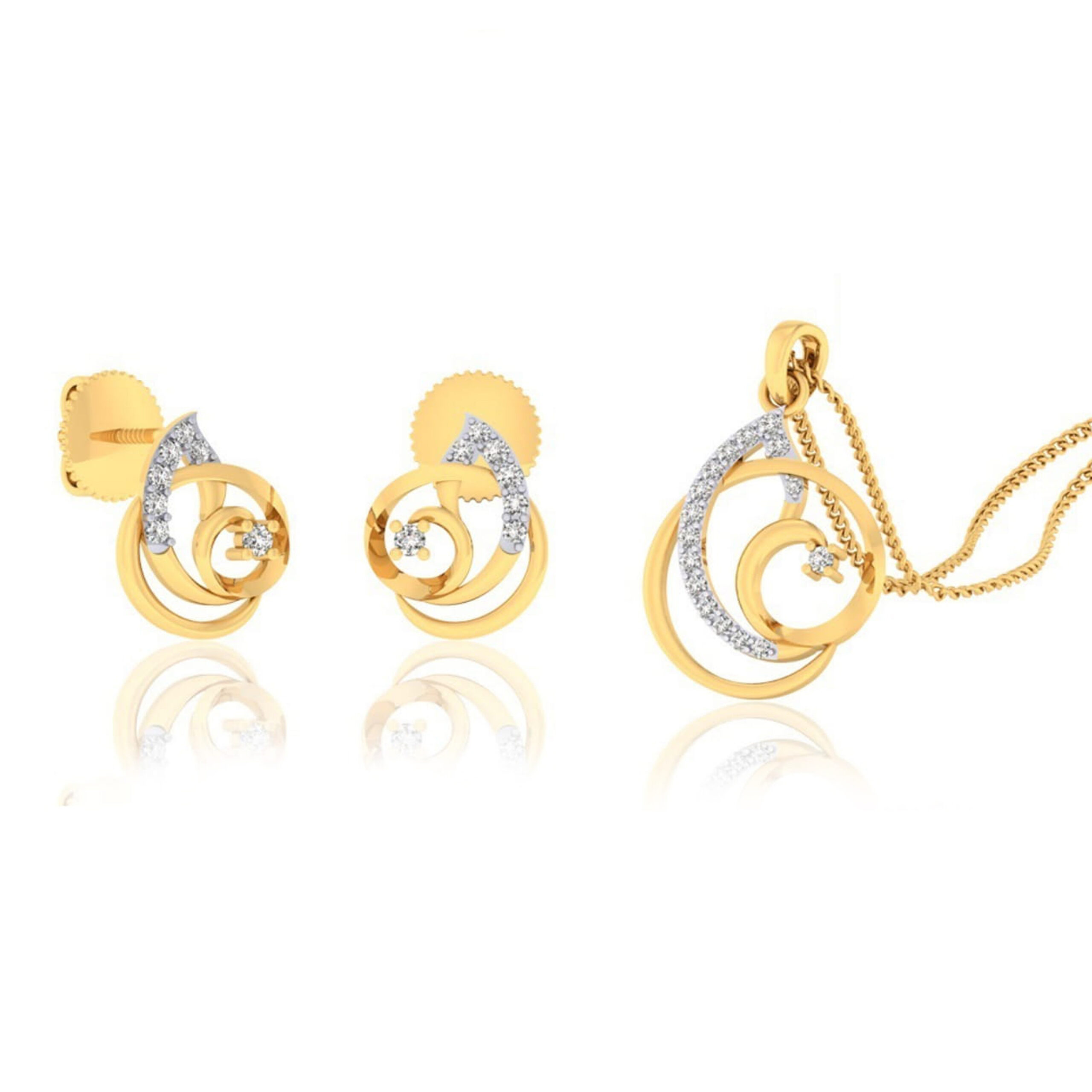 22k gold cz interlinked  pendant set