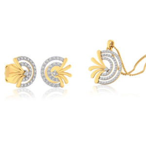 22k gold cz feather pendant set