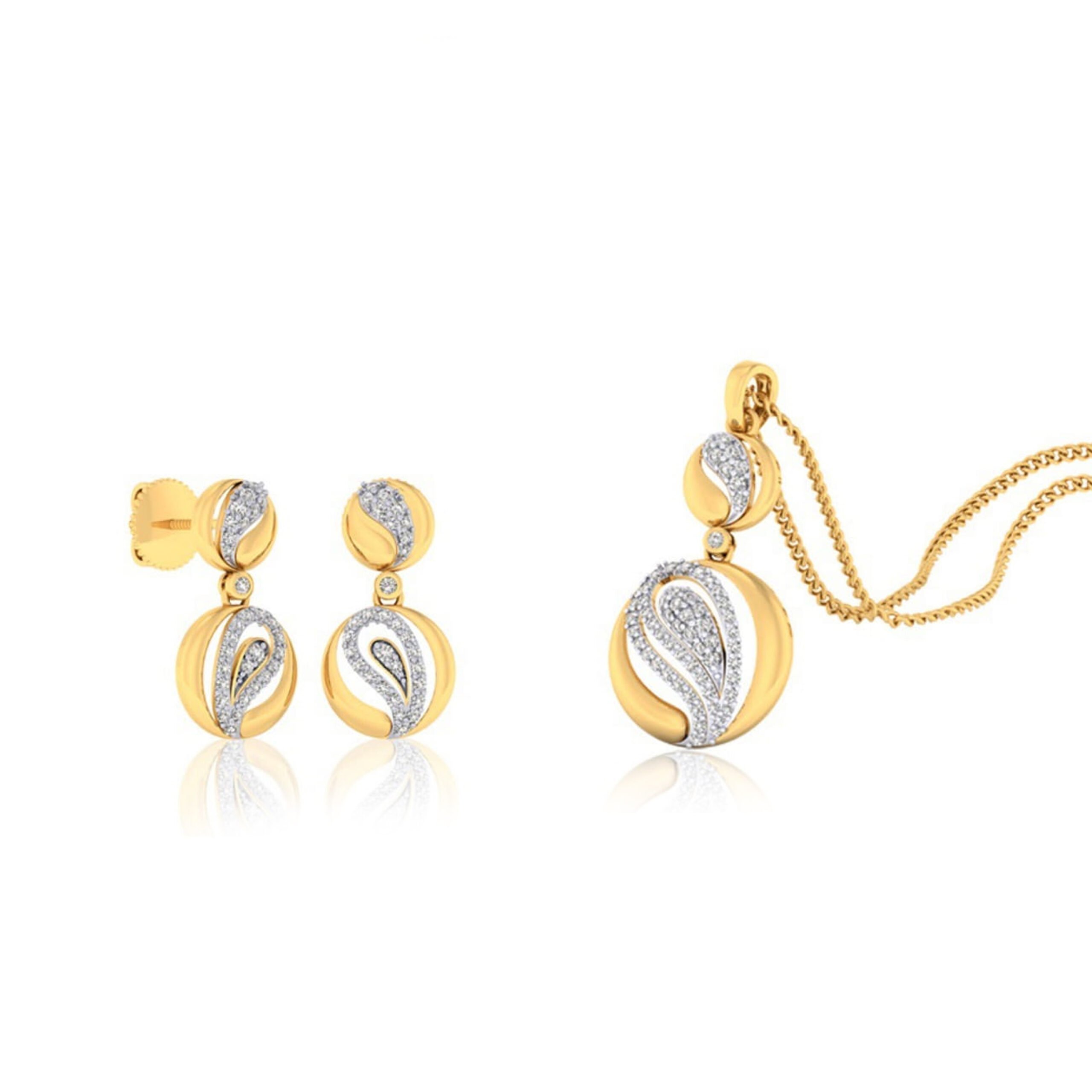 22k gold cz twill pendant set