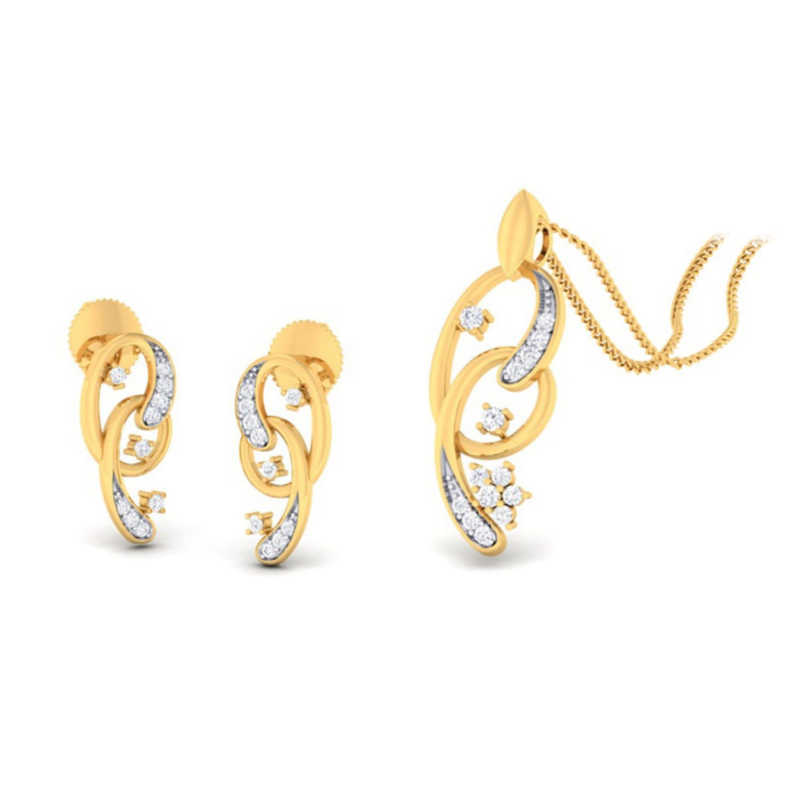 22k gold cz eyana pendant set