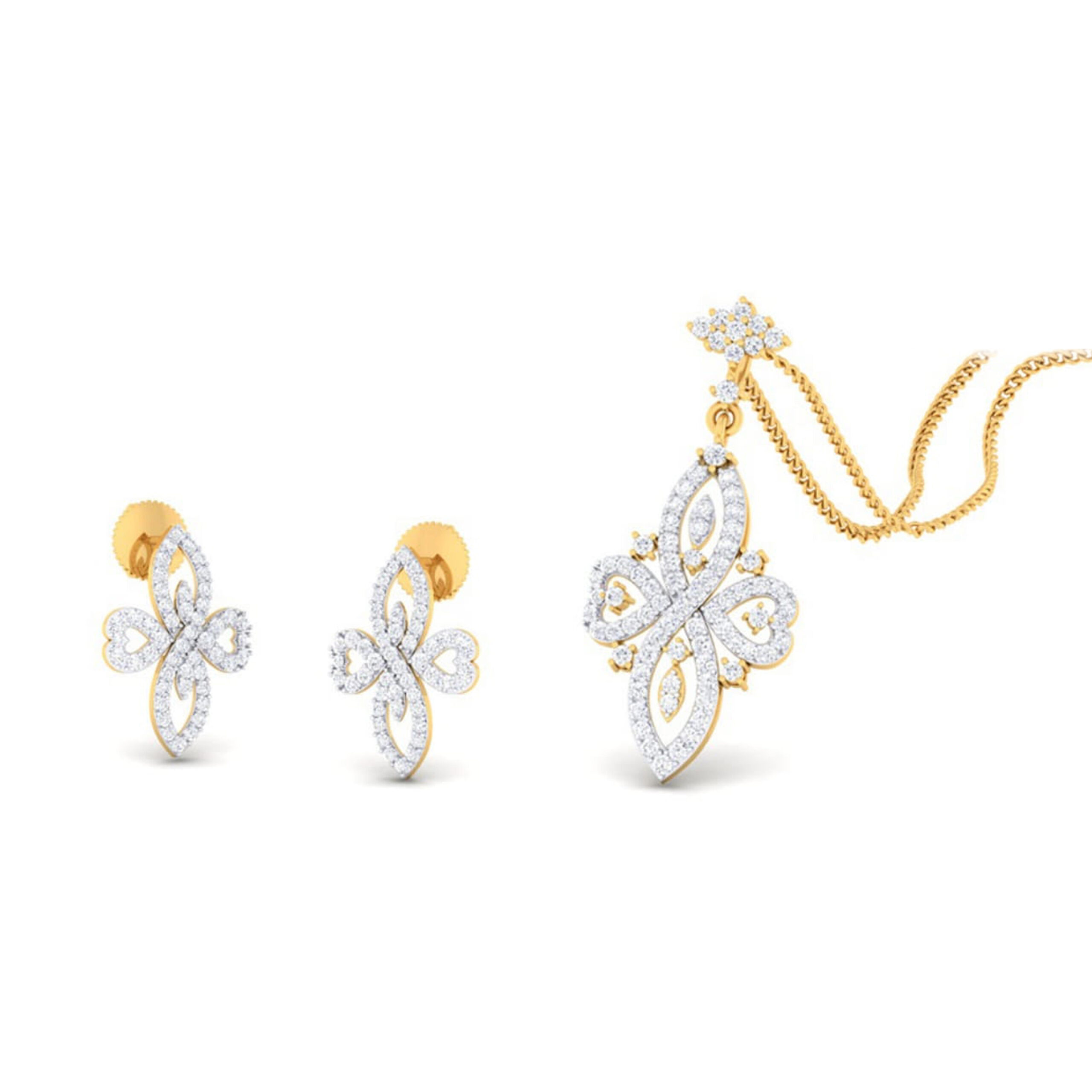 22k gold cz amora pendant set