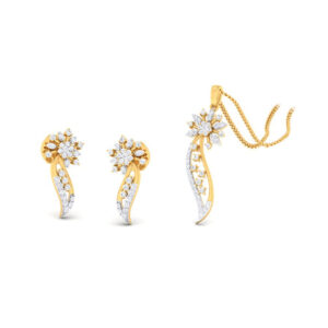 22k gold cz floral pendant set
