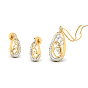 22k gold cz paisely pendant set